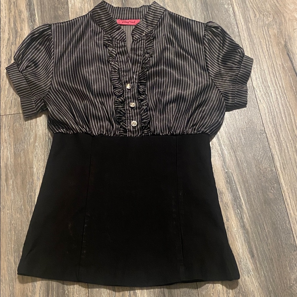 Black and Gray Striped Women's Blouse